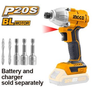 INGCO 20V LI-ION BRUSHLESS IMPACT DRIVER CIRLI20030 (BARE UNIT)