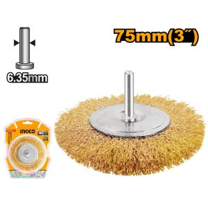 INGCO STEEL WIRE WHEEL BRUSH 75MM WITH 1/4" SHANK WB40751