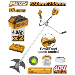 INGCO 40V(2X20V) STRING TRIMMER & BUSH CUTTER 2X4.0AH & CHARGER CSTLI202522