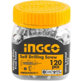 INGCO TRUSS HEAD S/DRILLING SCREW 1-1/4"X#8(4.2X32MM)120/BOTTLE HWSS4203211