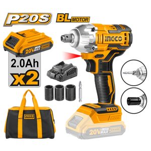 INGCO 20V BRUSHLESS 1/2" IMPACT DRIVER & WRENCH 220NM,2X20V 2.0AH, CIWLI20208