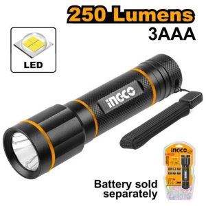 INGCO FLASHLIGHT 250 LUMENS 136MM L, IRRADIATION DISTANCE 160M HFL013AAA58