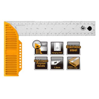 INGCO TRY SQUARE STAINLESS STEEL BLADE 12" 300MM HAS123002