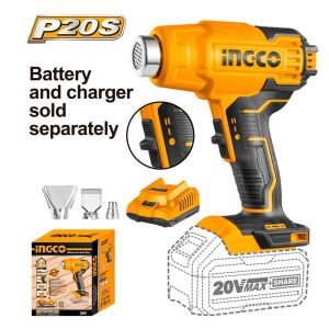 INGCO 20V LI-ION HEAT GUN 300/550°C & NOZZLES HGLI2002 (BARE UNIT)