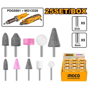 INGCO 10PCS (5X6MM, 5X3MM) DIE GRINDER MOUNTED STONE BIT SET AKB1001