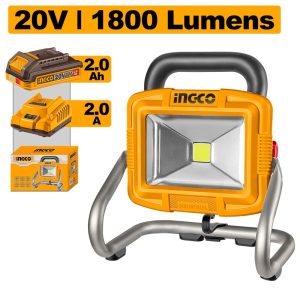 INGCO 20V 1X2.0AH LI-ION LED WORK LAMP 20W 1800 LUMENS CWLI20258