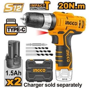 INGCO 12V 2X1.5AH LI-ION DRILL (NO USB CHARGER) CIDLI12328