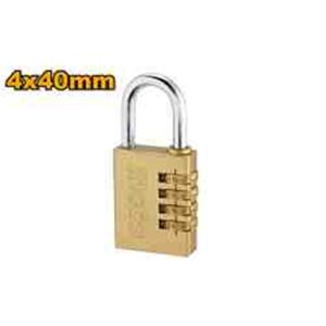 INGCO 4 DIGIT BRASS COMBINATION PADLOCK 40MM BCK0404