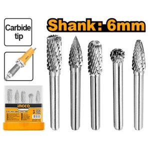 INGCO 5PCS TUNGSTEN CARBIDE ROTARY BURR SET HRRC0051