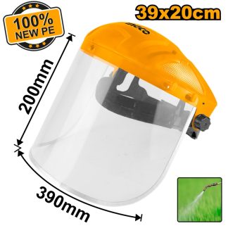 INGCO IMPACT RESISTANT FACE SHIELD ADJUSTABLE HEAD GEAR 390X200MM HFSPC32