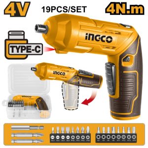 INGCO 4V LI-ION CORDLESS SCREWDRIVER WITH 18 BITS & MAG.HOLDER CSDLI0442 (NO USB CHARGER)
