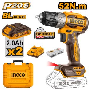 INGCO 20V 2X2.0AH LI-ION BRUSHLESS DRILL CDLI20453
