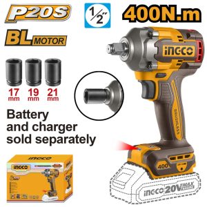 INGCO 20V LI-ION BRUSHLESS 1/2" IMPACT WRENCH, CIWLI20401 (BARE UNIT)