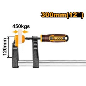 INGCO DEEP THROAT F CLAMP WITH GRIP HANDLE 120 X 300MM HFC021201