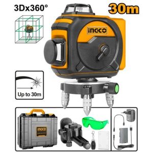 INGCO 3D GREEN BEAM SELF LEVELLING LASER LEVERLER 30M RANGE HLL255267