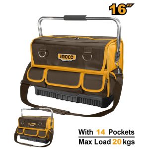 INGCO 16 INCH INDUSTRIAL GRADE 14 POCKETS TOOL BAG 420X240X330MM HTBGL05