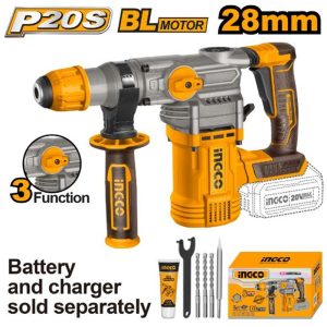 INGCO 20V LI-ION BL ROTARY HAMMER 28MMØ CRHLI20288 (BARE UNIT)