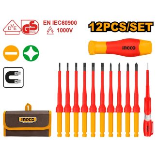 INGCO VDE 12PCS INSULATED INTERCHANGEABLE SCREWDRIVER SET HKISD1201