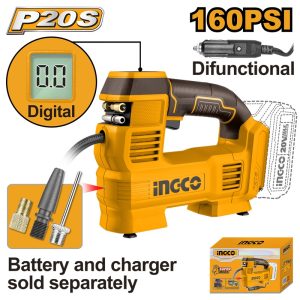 INGCO 20V CORDLESS AUTO AIR COMPRESSOR 160PSI CACLI2012 (BARE UNIT)
