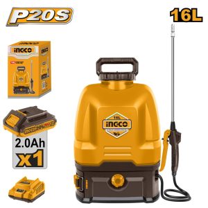 INGCO 20V CORDLESS BACKPACK SPRAYER 16L 1X2.0AH+CHARGER CSPLI20162