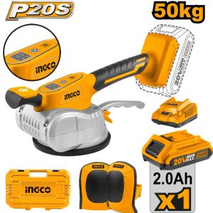 INGCO 20V TILE VIBRATION MACHINE 1X2.0AH CHARGER KNEE PADS+CASE CTVLI20101