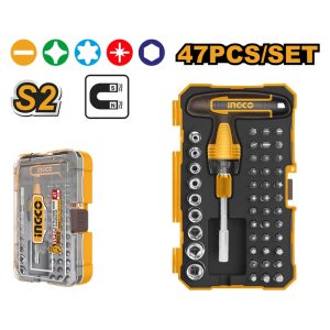 INGCO 47PCS T-HANDLE WRENCH SCREWDRIVER BIT SET HKSDB0478
