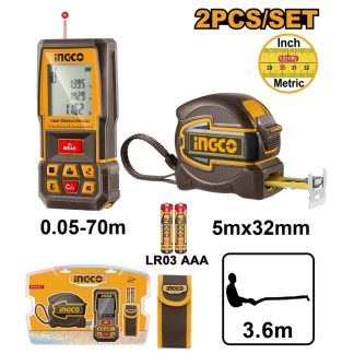 INGCO LASER DISTANCER RANGE 70M+5MX32MM TAPE COMBO KIT HLDD241201