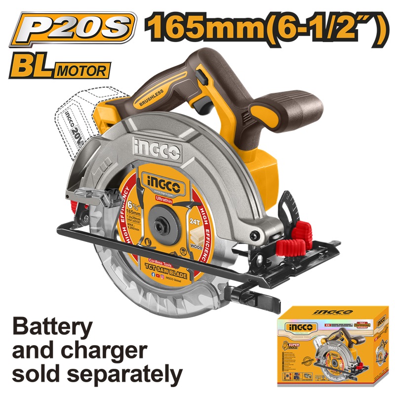 INGCO 20V LI-ION CIRCULAR SAW 165MM CSLI1652 (BARE UNIT)