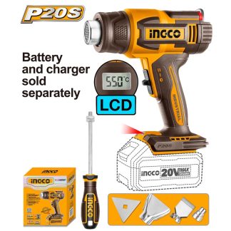 INGCO 20V LI-ION HEAT GUN 30/550°C LCD DISPLAY HGLI2003 (BARE UNIT)