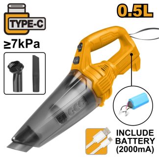 INGCO 12V CORDLESS VACUUM CLEANER BUILT-IN BATTERY (/W USB CHARGER) CVLI2026