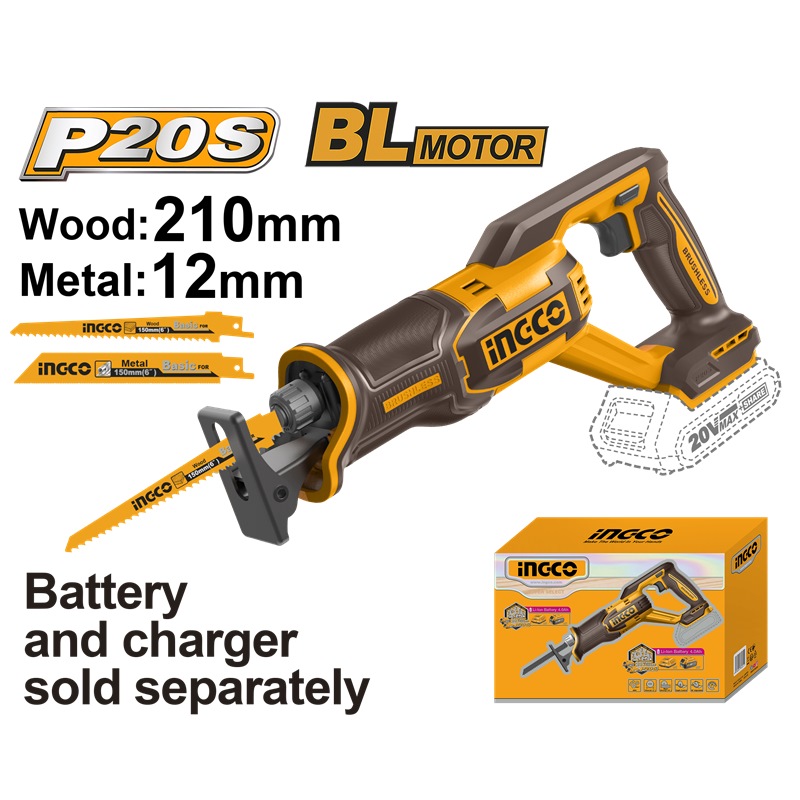 INGCO 20V LI-ION BL RECIPRO SAW CRSLI2108 (BARE UNIT)