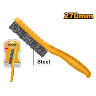 INGCO 5 ROWS STEEL WIRE BRUSH, PLASTIC HANDLE HKTWB2705