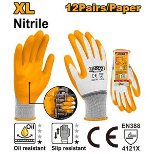 INGCO NITRILE COATED PALM GLOVE 4121X, SIZE XL HGNG04