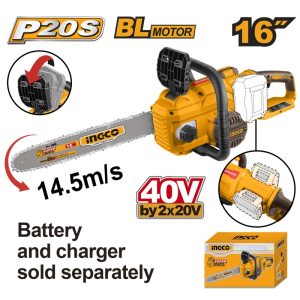 INGCO 40V (2X20V) BL CHAIN SAW 16" 400MM CGSLI40168 (BARE UNIT)