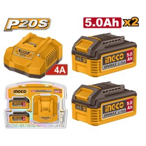 INGCO 20V 2X5.0AH BATTERY + 4A CHARGER SET FBCPK2513