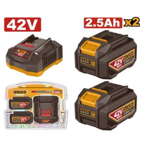 INGCO 42V 2X2.5AH+CHARGER BATTERY KIT FBCPM25221