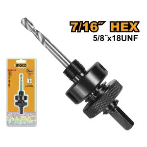 INGCO HOLE SAW ARBOR 11MM HEX SHANK CAP: 32-210MM HSA02
