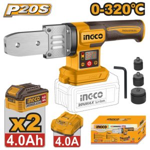 INGCO 20V PLASTIC TUBE WELDING TOOL 20,25&32MM 2X4.0AH+CHGR PTWTLI20182