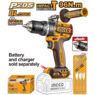 INGCO 20V LI-ION BL IMPACT DRILL 96NM CIDLI209685 (BARE UNIT)