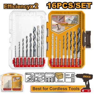 INGCO 16PCS METAL MASONRY & WOOD DRILL BIT SET AKDL11608