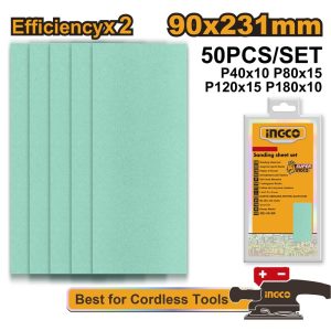 INGCO 50PCS SANDPAPER #40,80,120,180 SET 90X231MM AKFS0902311