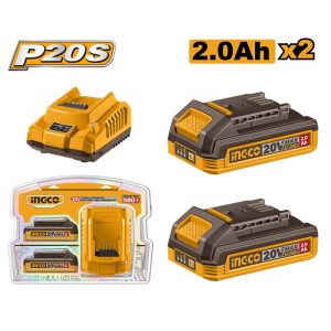 INGCO 20V 2X2.0AH BATTERY + 2A CHARGER SET FBCPK2212