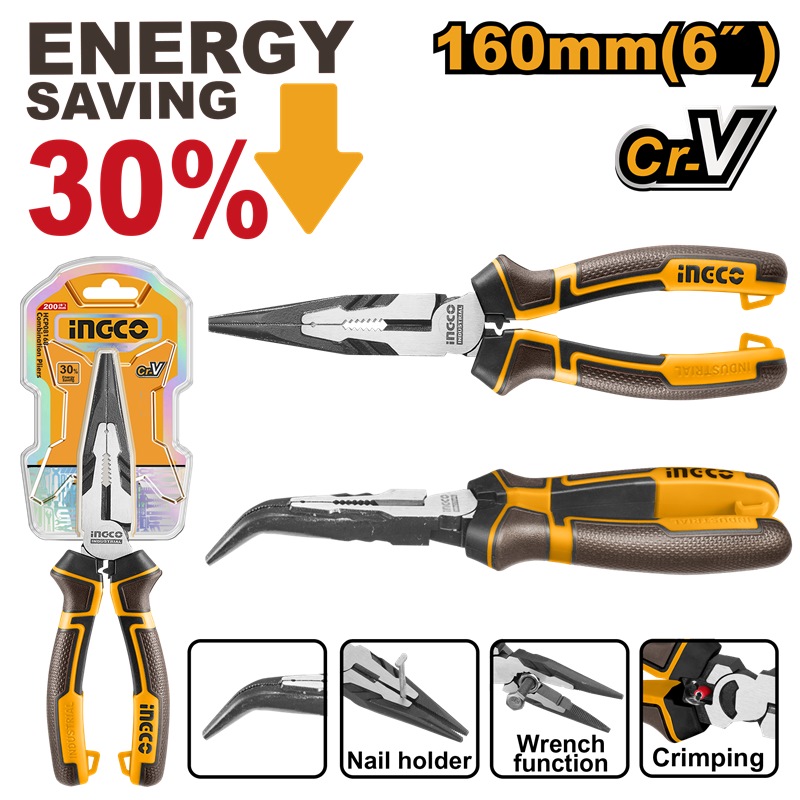 INGCO HIGH LEVERAGE BENT NOSE PLIER