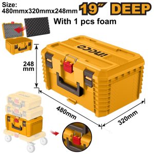 INGCO 19" STACKABLE DEEP TOOL BOX 480X320X248MM PBXS103
