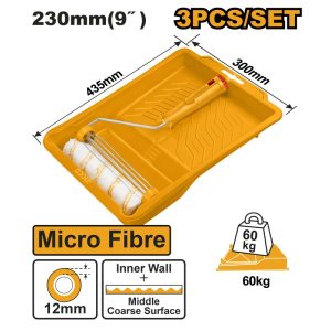 INGCO PAINT ROLLER 9" 12MM MICRO FIBRE + 10" TRAY SET HKTCB030912