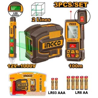 INGCO 3PC 100M LASER DISTANCER+LEVELLER+VOLTAGE DETECTOR COMBO COS250908