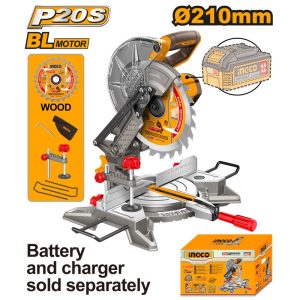 INGCO 20V LI-ION MITRE SAW, 8-1/4" 210MM 25.4MM BORE CMS2021 (BARE UNIT)