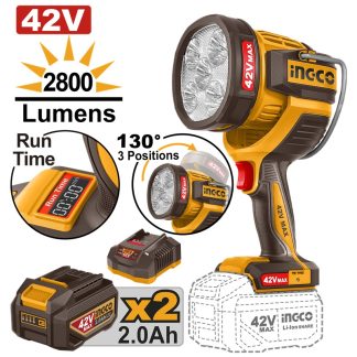 INGCO 42V BL 2800 LUMENS POWER WORK LAMP 2X2.0AH CWLI42896