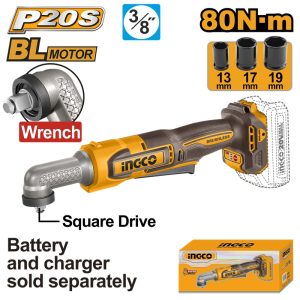 INGCO 20V 3/8" ANGLE IMPACT WRENCH 80NM CAIWLI2081 (BARE UNIT)