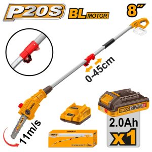 INGCO 20V BL POLE SAW MAX LTH 2M, 8"CHAIN SAW 1X2.0AH+CHARGER PSLI20281